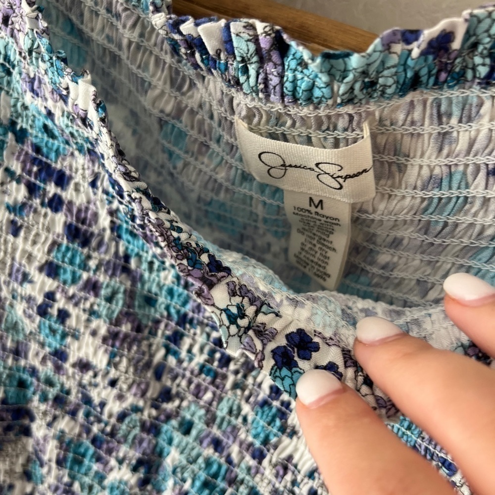 NWT - Jessica Simpson blue floral mini dress size M - Picture 6 of 6